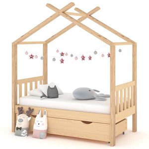 Kinderbett Kiefer Massivholz mit Schublade 70x140 cm