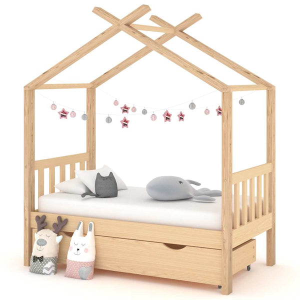 Kinderbett Kiefer Massivholz mit Schublade 70x140 cm