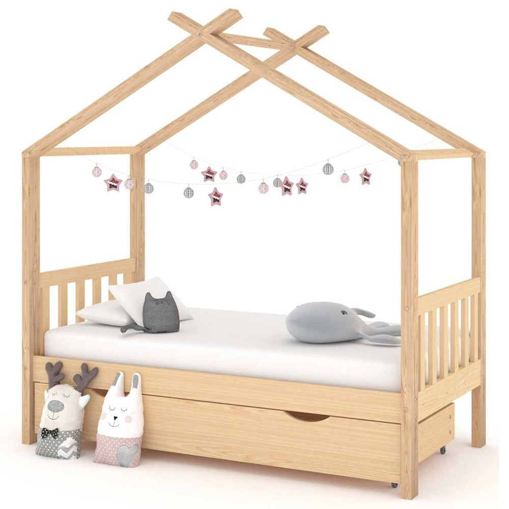 Kinderbett Kiefer Massivholz mit Schublade 80x160 cm