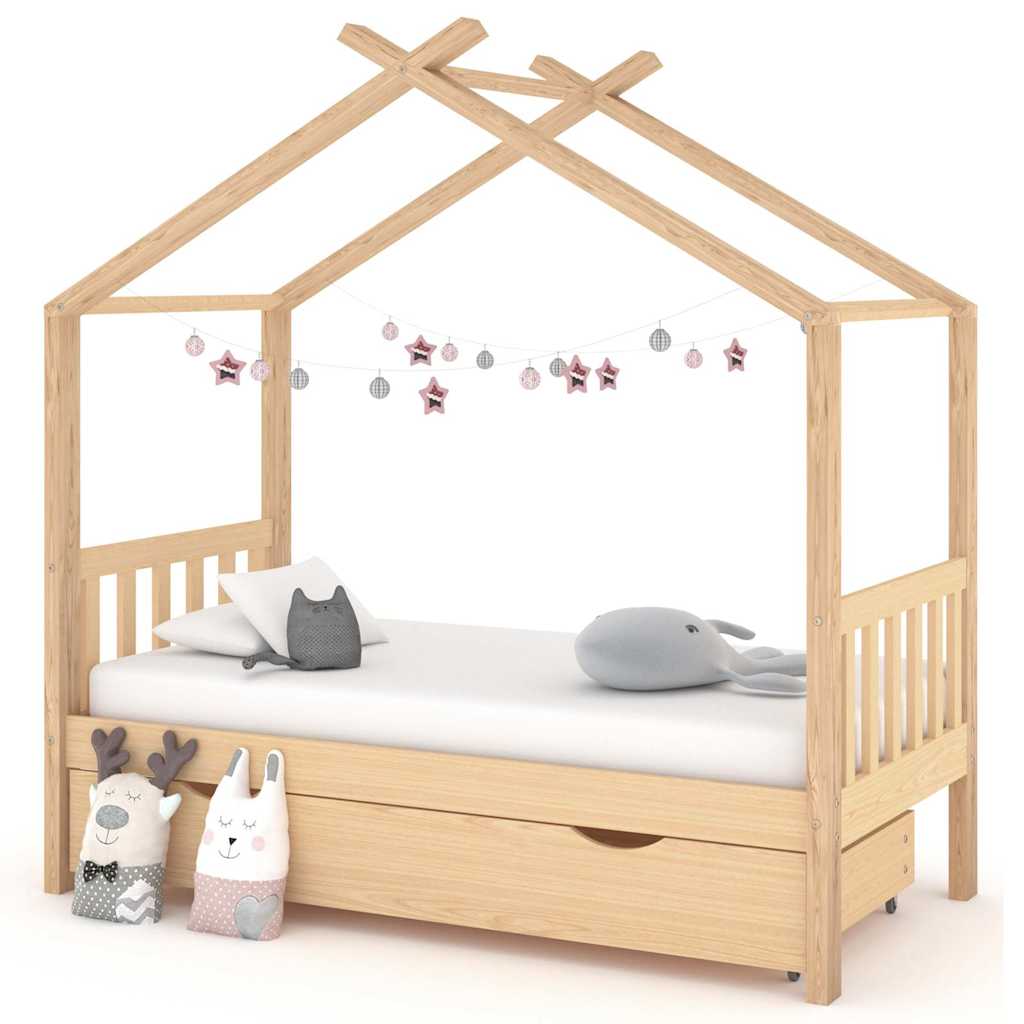 Kinderbett Kiefer Massivholz mit Schublade 80x160 cm