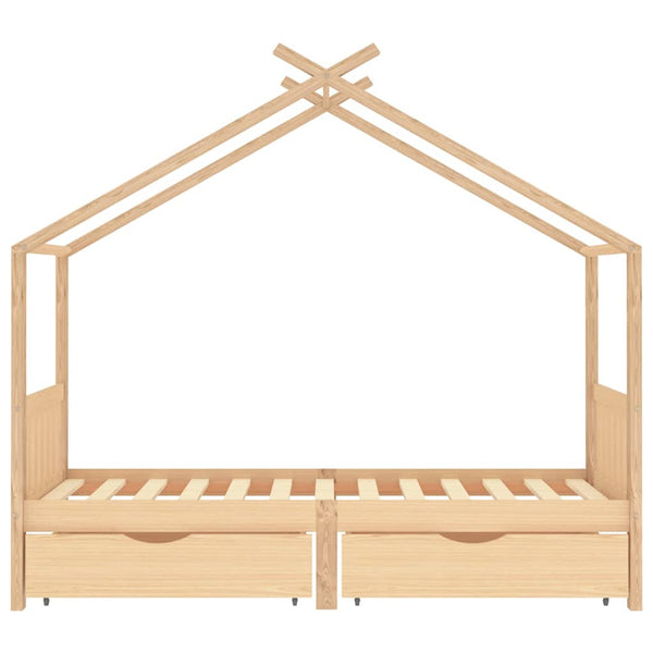 Kiefer Massivholz Kinderbett 90x200 mit Schubladen