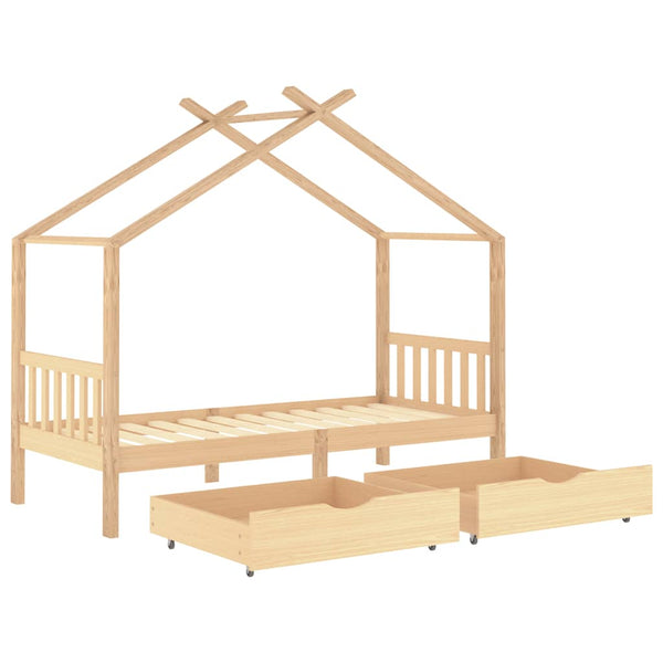 Kiefer Massivholz Kinderbett 90x200 mit Schubladen