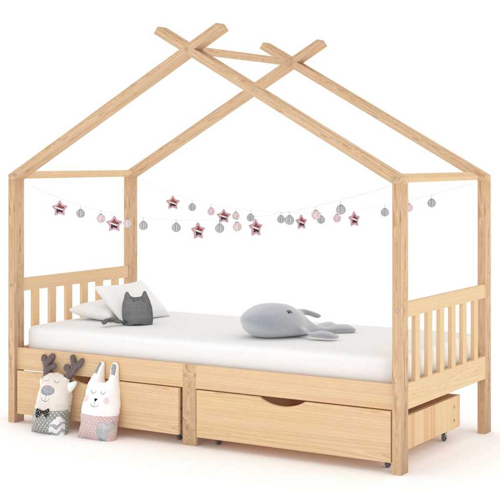 Kiefer Massivholz Kinderbett 90x200 mit Schubladen