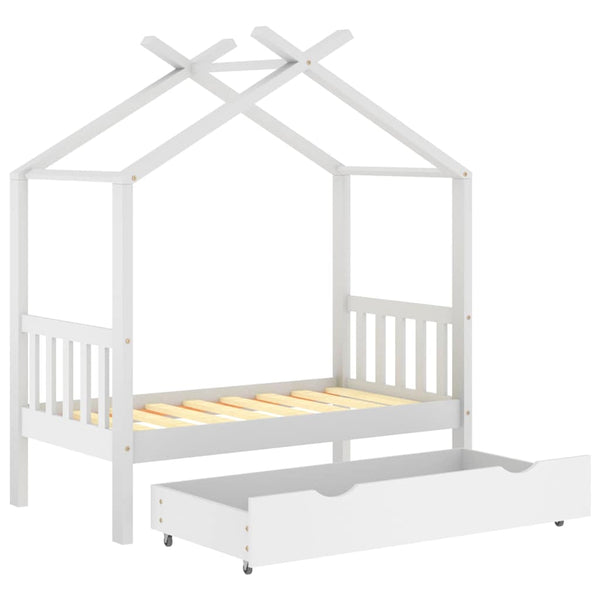 Kinderbett mit Schublade Kiefer Massivholz 70x140 cm