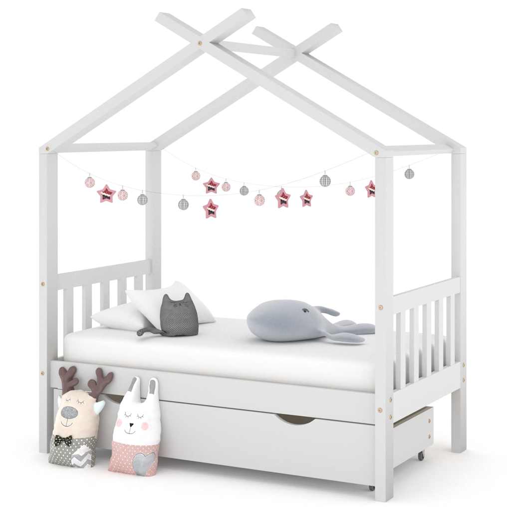 Kinderbett mit Schublade Kiefer Massivholz 70x140 cm