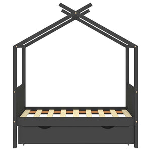 Kinderbett mit Schublade Dunkelgrau 70x140 cm