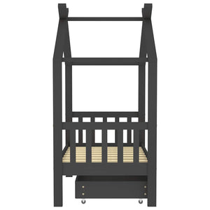 Kinderbett mit Schublade Dunkelgrau 70x140 cm