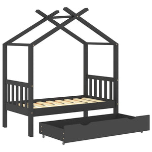 Kinderbett mit Schublade Dunkelgrau 70x140 cm