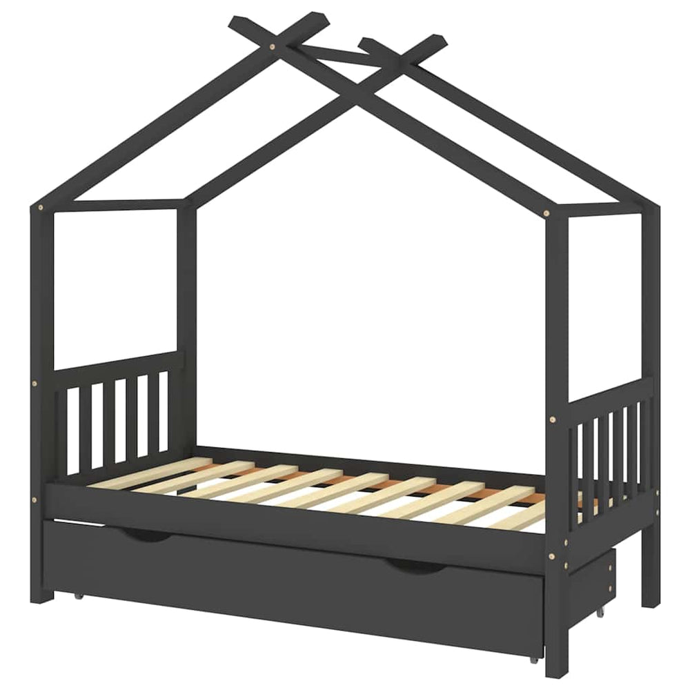 Kinderbett mit Schublade Dunkelgrau 80x160 cm