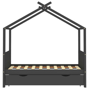 Kinderbett mit Schublade Dunkelgrau 80x160 cm