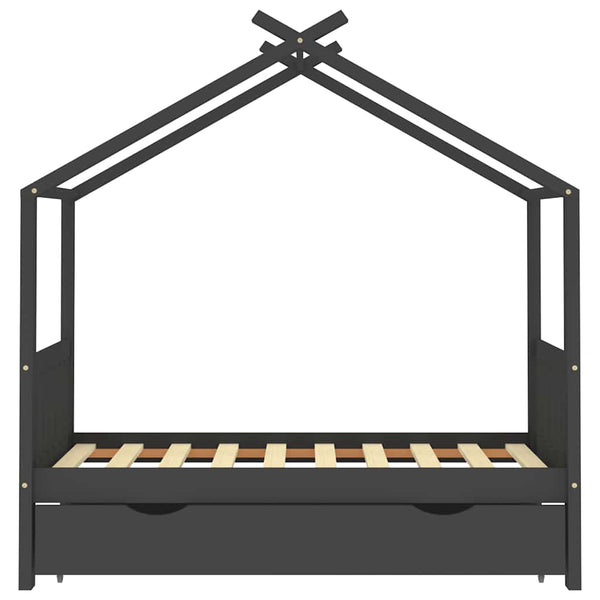 Kinderbett mit Schublade Dunkelgrau 80x160 cm