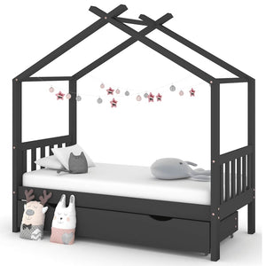 Kinderbett mit Schublade Dunkelgrau 80x160 cm