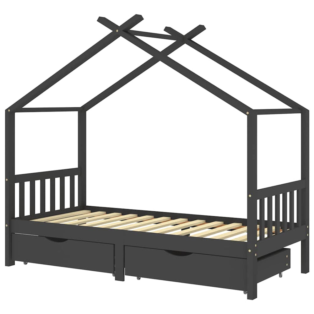 Kinderbett mit Schubladen 90x200 cm Dunkelgrau