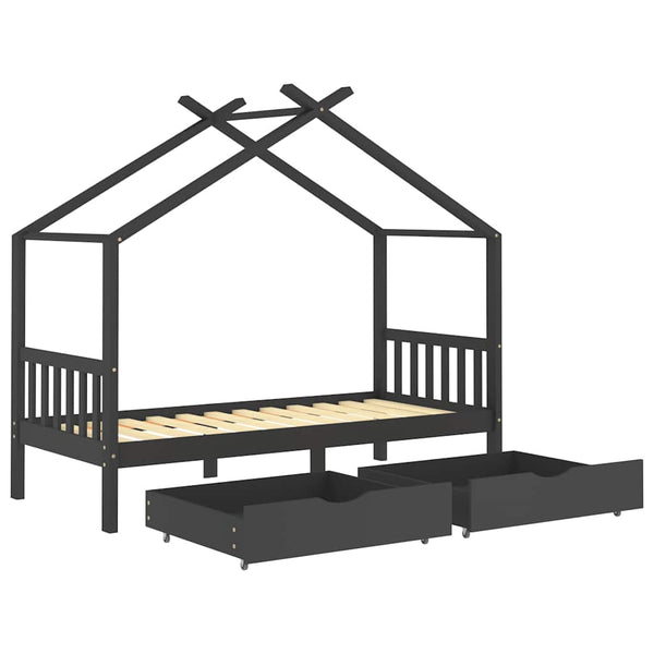 Kinderbett mit Schubladen 90x200 cm Dunkelgrau
