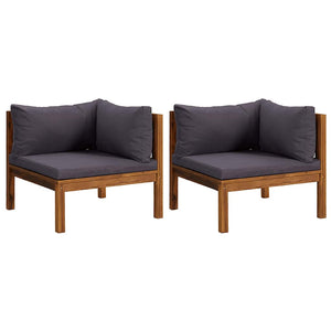 vidaXL Canapés d'angle 2 pcs avec coussins gris foncé en teck massif