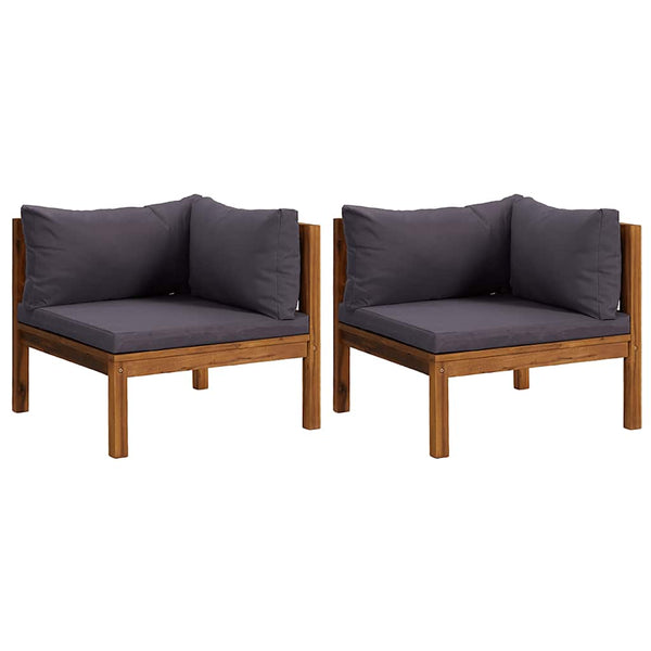 vidaXL Canapés d'angle 2 pcs avec coussins gris foncé en teck massif