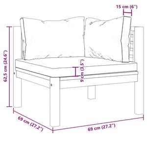 vidaXL Canapés d'angle 2 pcs avec coussins gris foncé en teck massif