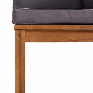 3-tlg. Garten-Lounge-Set mit Dunkelgrauen Kissen Akazienholz