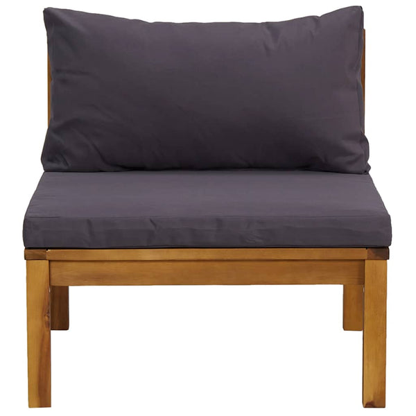 3-tlg. Garten-Lounge-Set mit Dunkelgrauen Kissen Akazienholz