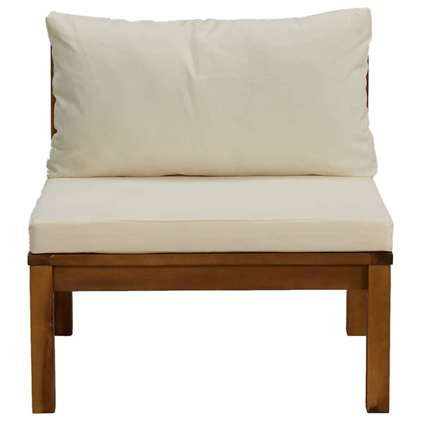 3-tlg. Garten-Lounge-Set mit Cremeweißen Kissen Akazienholz