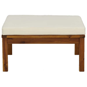 3-tlg. Garten-Lounge-Set mit Cremeweißen Kissen Akazienholz