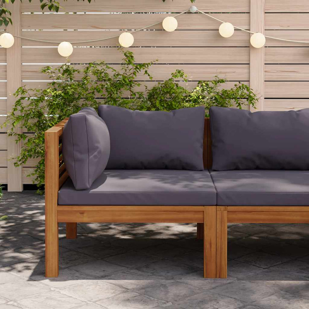Modulares Ecksofa mit Dunkelgrauen Kissen Massivholz Akazie