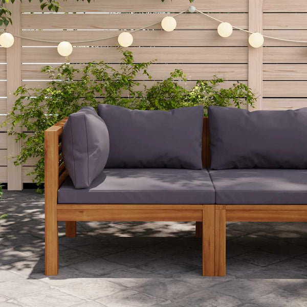 Modulares Ecksofa mit Dunkelgrauen Kissen Massivholz Akazie