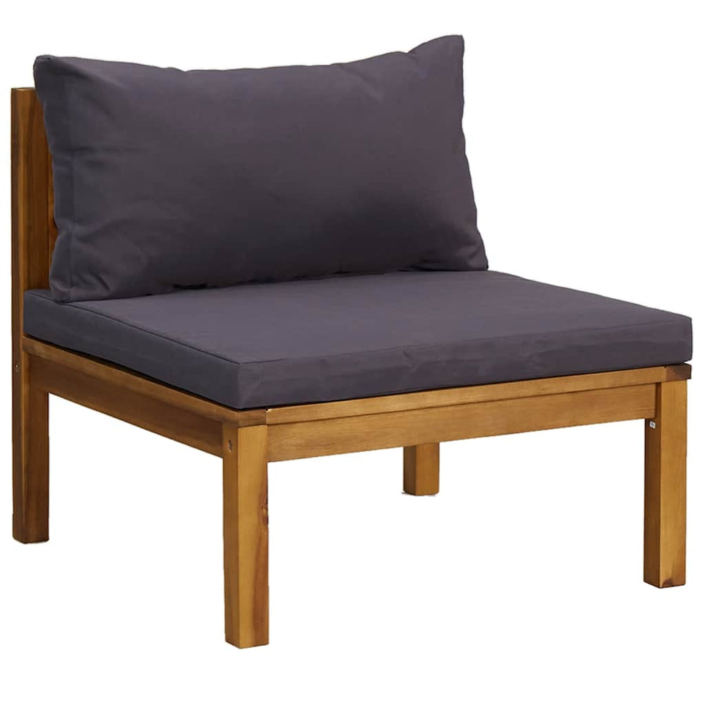 Modulares Mittelsofa mit Dunkelgrauen Kissen Massivholz Akazie