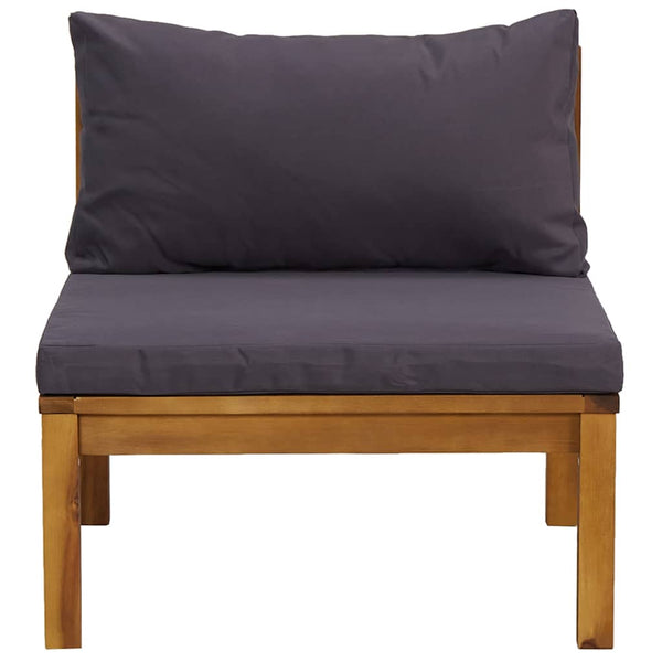 Modulares Mittelsofa mit Dunkelgrauen Kissen Massivholz Akazie