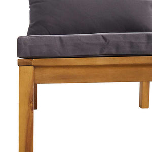 Modulares Mittelsofa mit Dunkelgrauen Kissen Massivholz Akazie