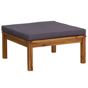vidaXL Repose-pieds en bois d'acacia massif avec coussin gris foncé