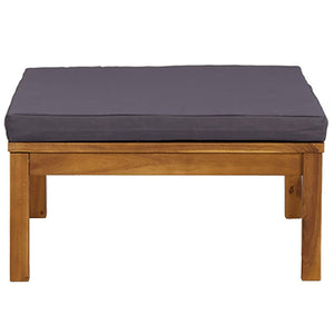 vidaXL Repose-pieds en bois d'acacia massif avec coussin gris foncé