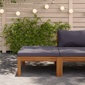 vidaXL Repose-pieds en bois d'acacia massif avec coussin gris foncé