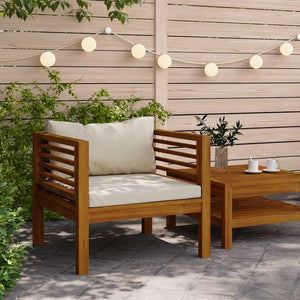 vidaXL Chaise de jardin avec coussins crème bois d'acacia massif