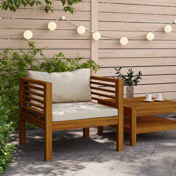 vidaXL Chaise de jardin avec coussins crème bois d'acacia massif
