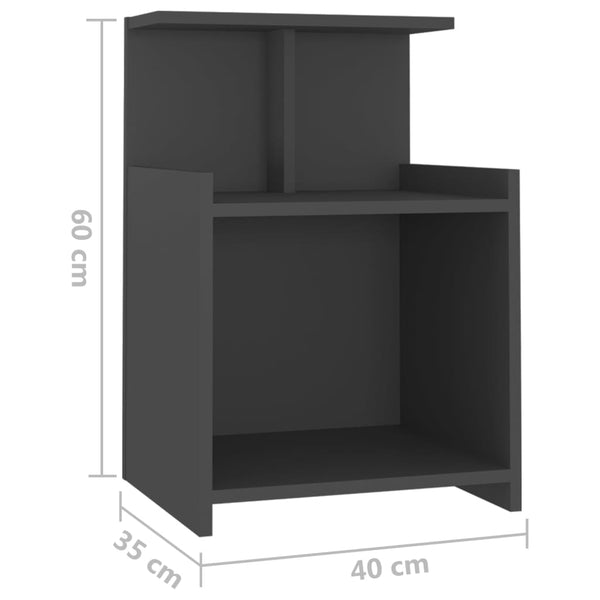 Nachttische Grau 40x35x60cm, 2er-Set