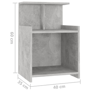 vidaXL Tables de chevet 2 pcs Gris béton 40x35x60 cm Bois d'ingénierie