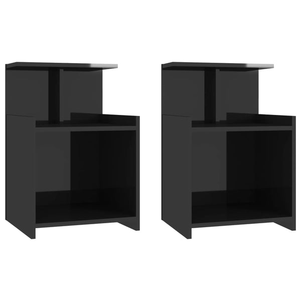 Nachttische Schwarz Hochglanz, 2er Set