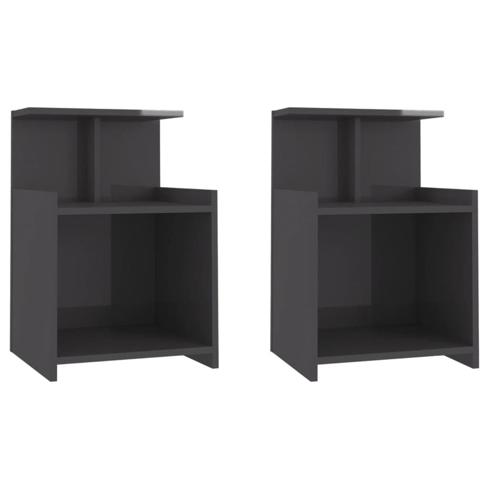 Nachttische Grau Hochglanz, 2er-Set