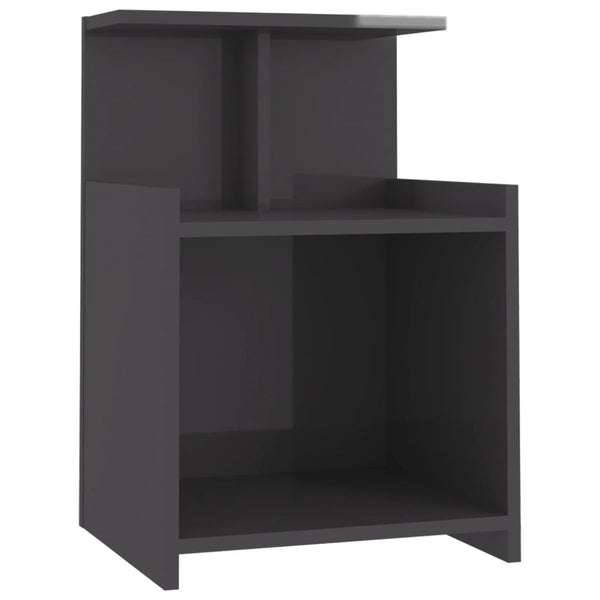 Nachttische Grau Hochglanz, 2er-Set