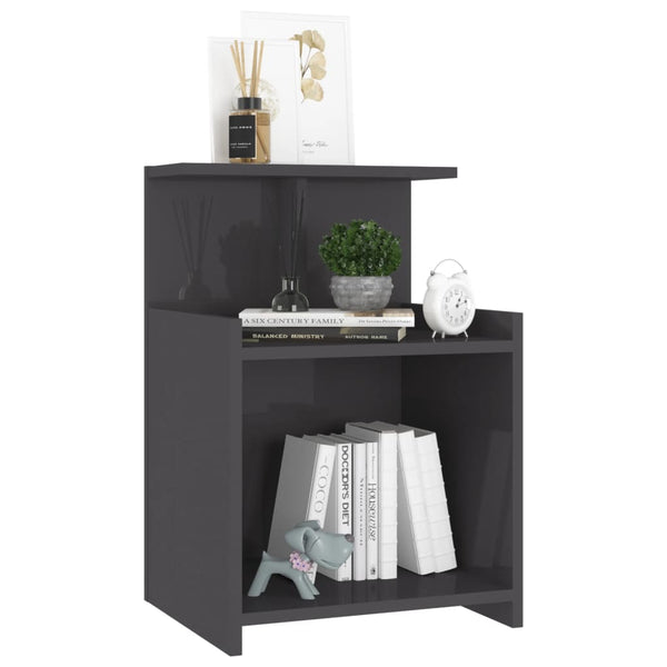 Nachttische Grau Hochglanz, 2er-Set