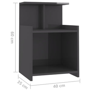 Nachttische Grau Hochglanz, 2er-Set