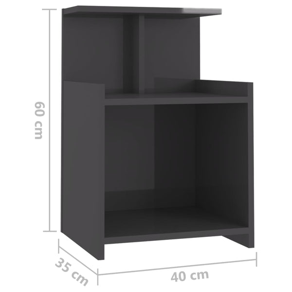 Nachttische Grau Hochglanz, 2er-Set