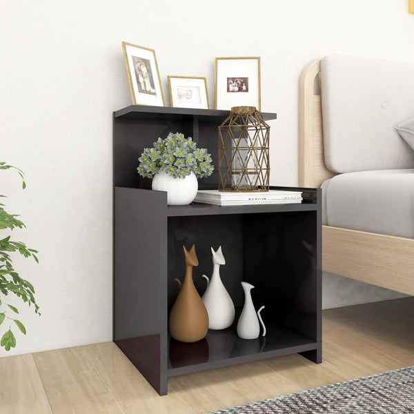 Nachttische Grau Hochglanz, 2er-Set