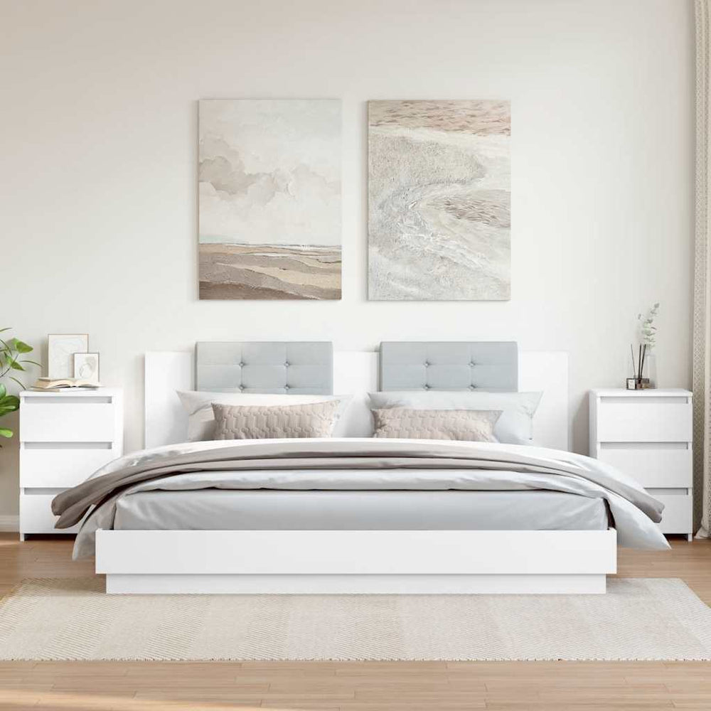 Nachttische 2er Set Weiß 40x35x62,5 cm