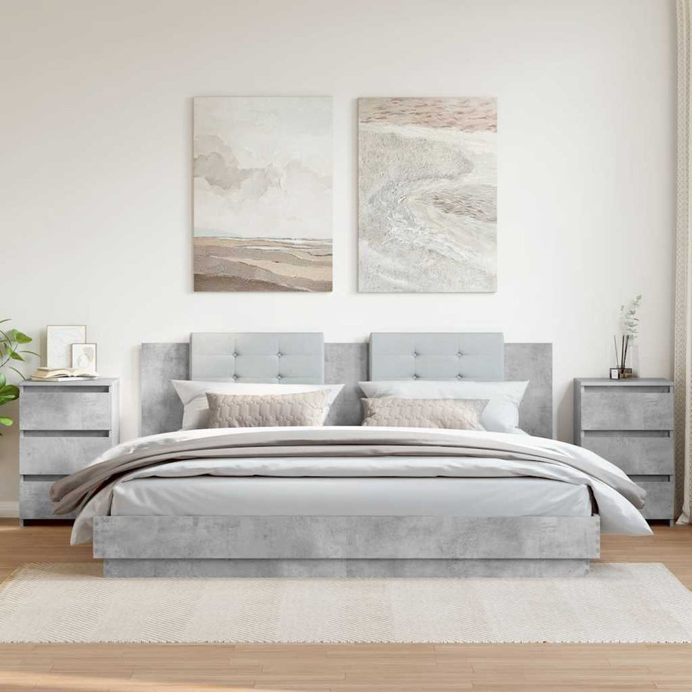 Nachttische 2er Set Betongrau 40x35x62,5cm