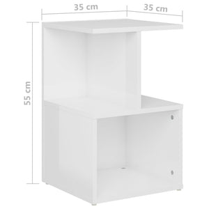 vidaXL Tables de chevet 2 pcs Blanc brillant 35x35x55 cm Bois d'ingénierie