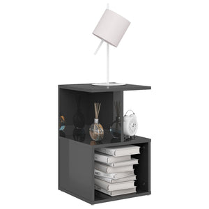 Nachttische Grau Hochglanz, 2er Set