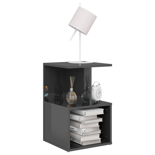 Nachttische Grau Hochglanz, 2er Set