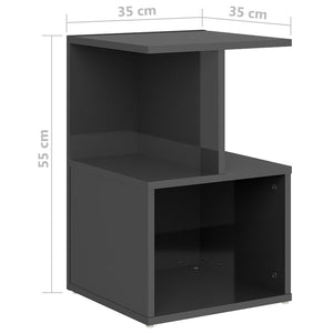 Nachttische Grau Hochglanz, 2er Set